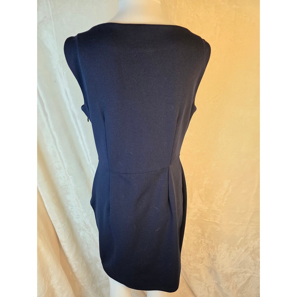 Navy Blue Ruffle Sheath Dress Size 8 Business Casual - Picture 4 of 6